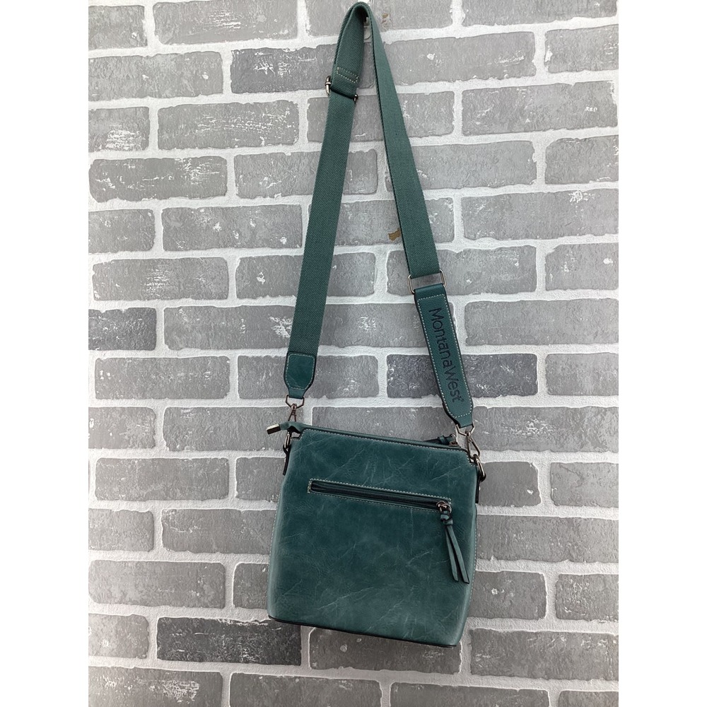 Montana West Select Teal Crossbody Bag Faux Leather Adjustable Strap Pocket